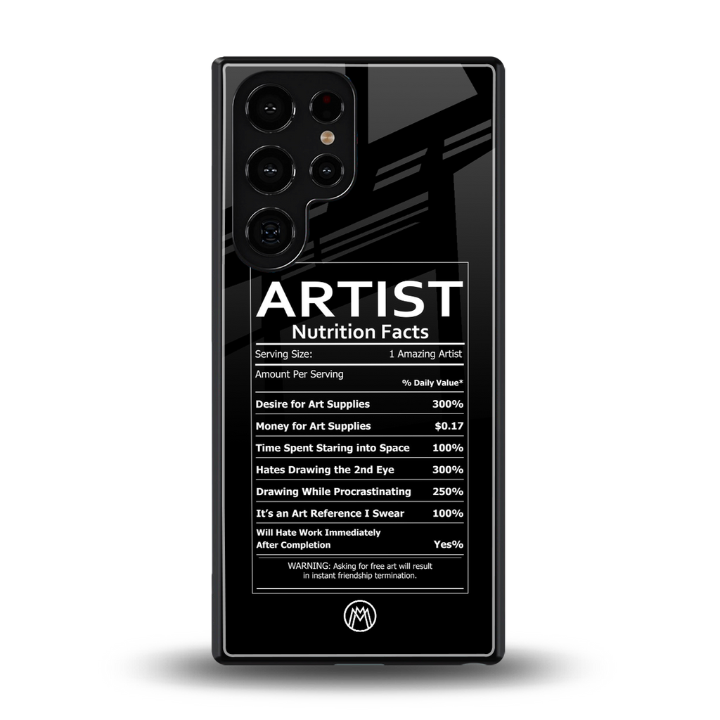 artist nutrition facts back phone cover | glass case for samsung galaxy s25 ultra