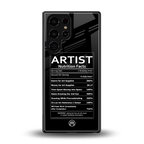 artist nutrition facts back phone cover | glass case for samsung galaxy s25 ultra