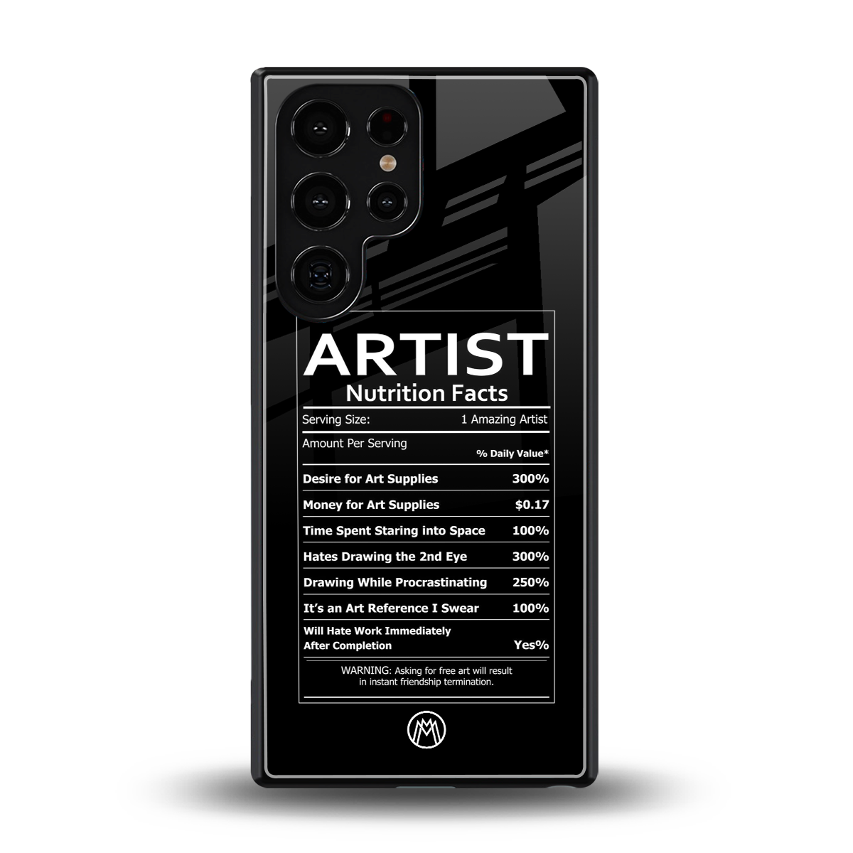 artist nutrition facts back phone cover | glass case for samsung galaxy s25 ultra