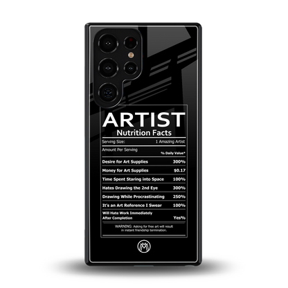 artist nutrition facts back phone cover | glass case for samsung galaxy s25 ultra