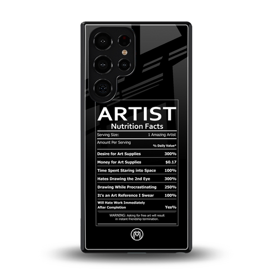 artist nutrition facts back phone cover | glass case for samsung galaxy s25 ultra