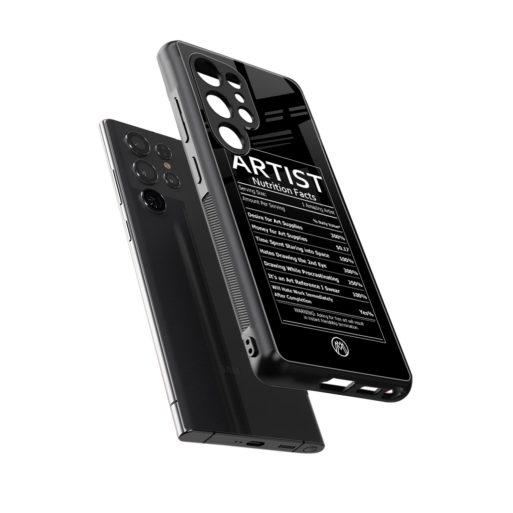 artist nutrition facts back phone cover | glass case for samsung galaxy s25 ultra