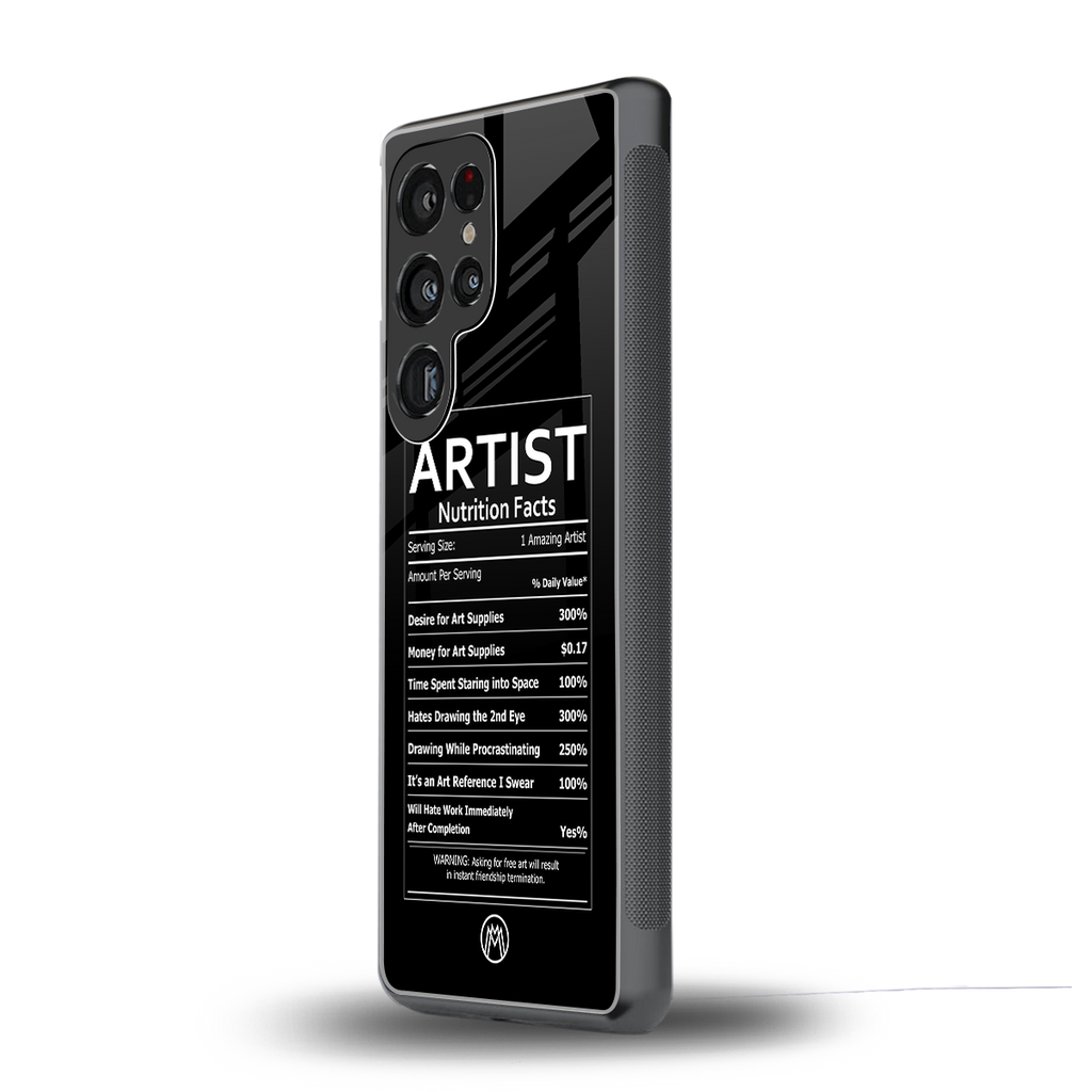 artist nutrition facts back phone cover | glass case for samsung galaxy s25 ultra