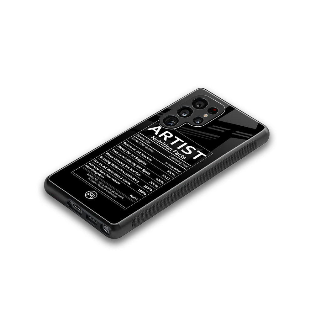 artist nutrition facts back phone cover | glass case for samsung galaxy s25 ultra