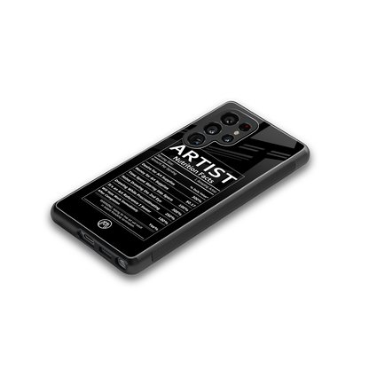 artist nutrition facts back phone cover | glass case for samsung galaxy s25 ultra