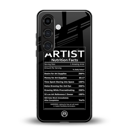 artist nutrition facts back phone cover | glass case for samsung galaxy s24 plus