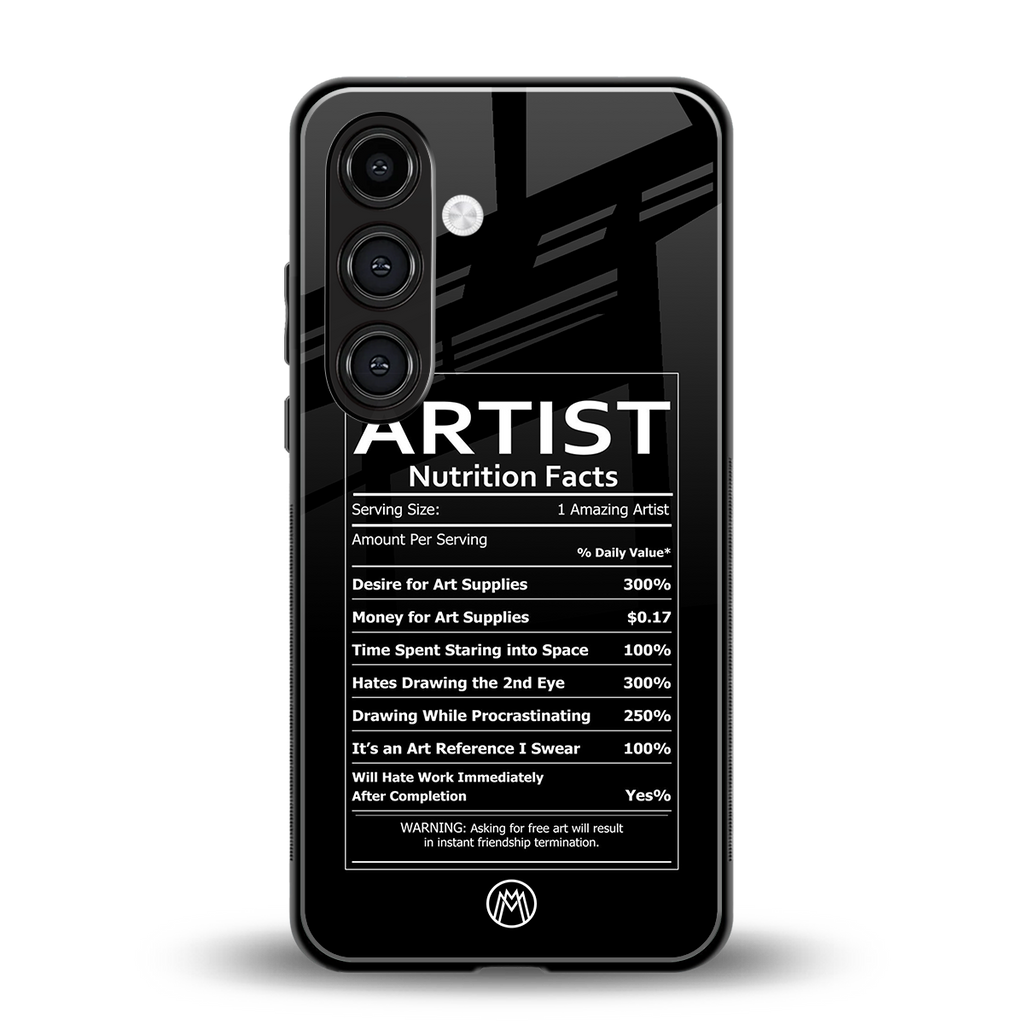 artist nutrition facts back phone cover | glass case for samsung galaxy s24 fe