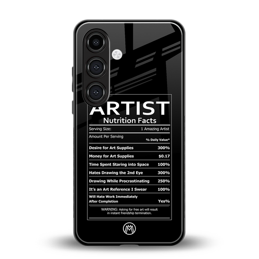 artist nutrition facts back phone cover | glass case for samsung galaxy s24 fe