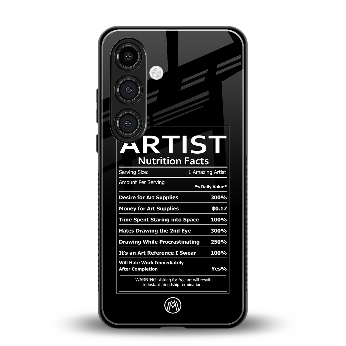 artist nutrition facts back phone cover | glass case for samsung galaxy s23