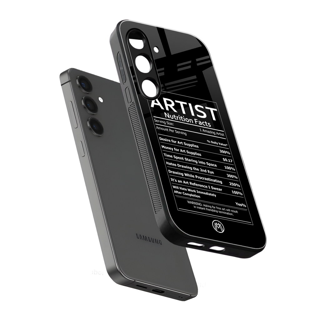artist nutrition facts back phone cover | glass case for samsung galaxy s24