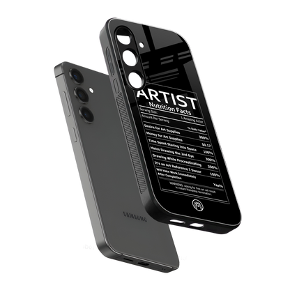 artist nutrition facts back phone cover | glass case for samsung galaxy s23 fe