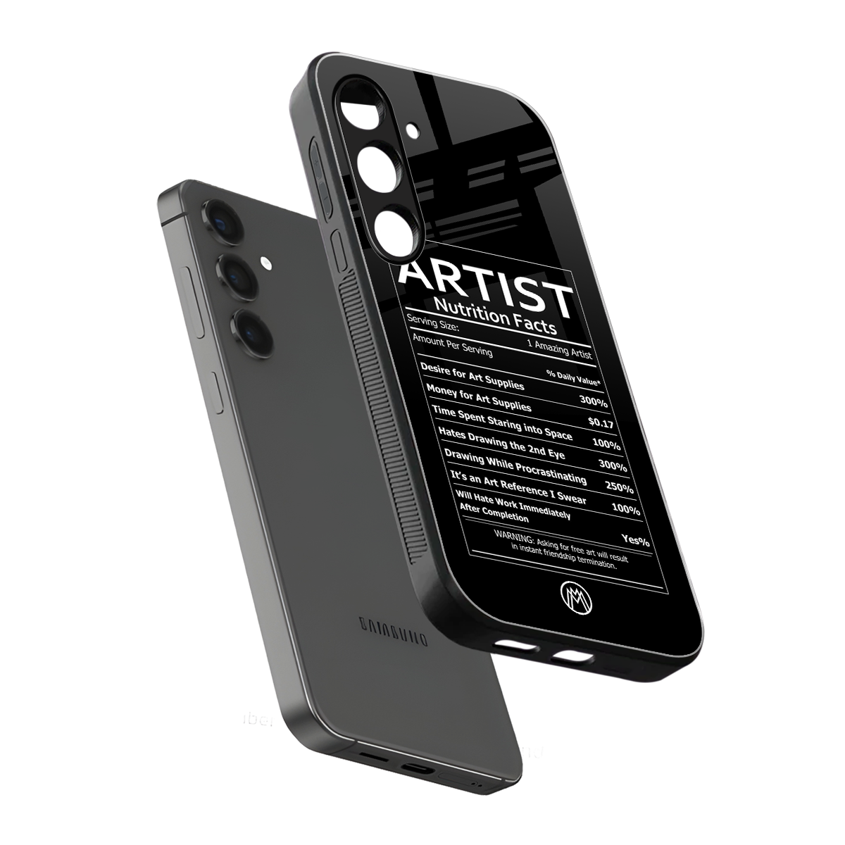 artist nutrition facts back phone cover | glass case for samsung galaxy s23
