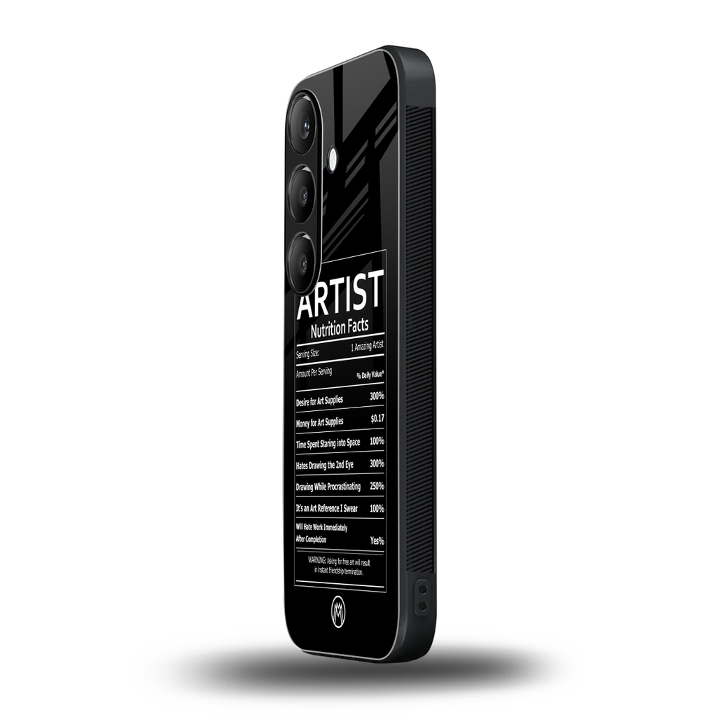 artist nutrition facts back phone cover | glass case for samsung galaxy s23