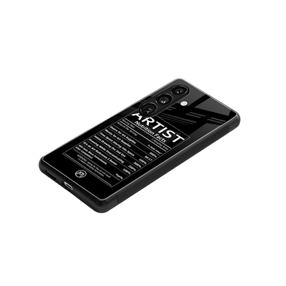 artist nutrition facts back phone cover | glass case for samsung galaxy s24 plus