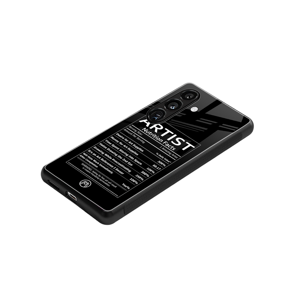 artist nutrition facts back phone cover | glass case for samsung galaxy s23
