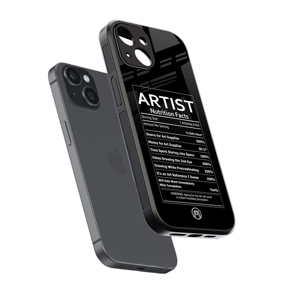 artist nutrition facts back phone cover | glass case for iphone 15