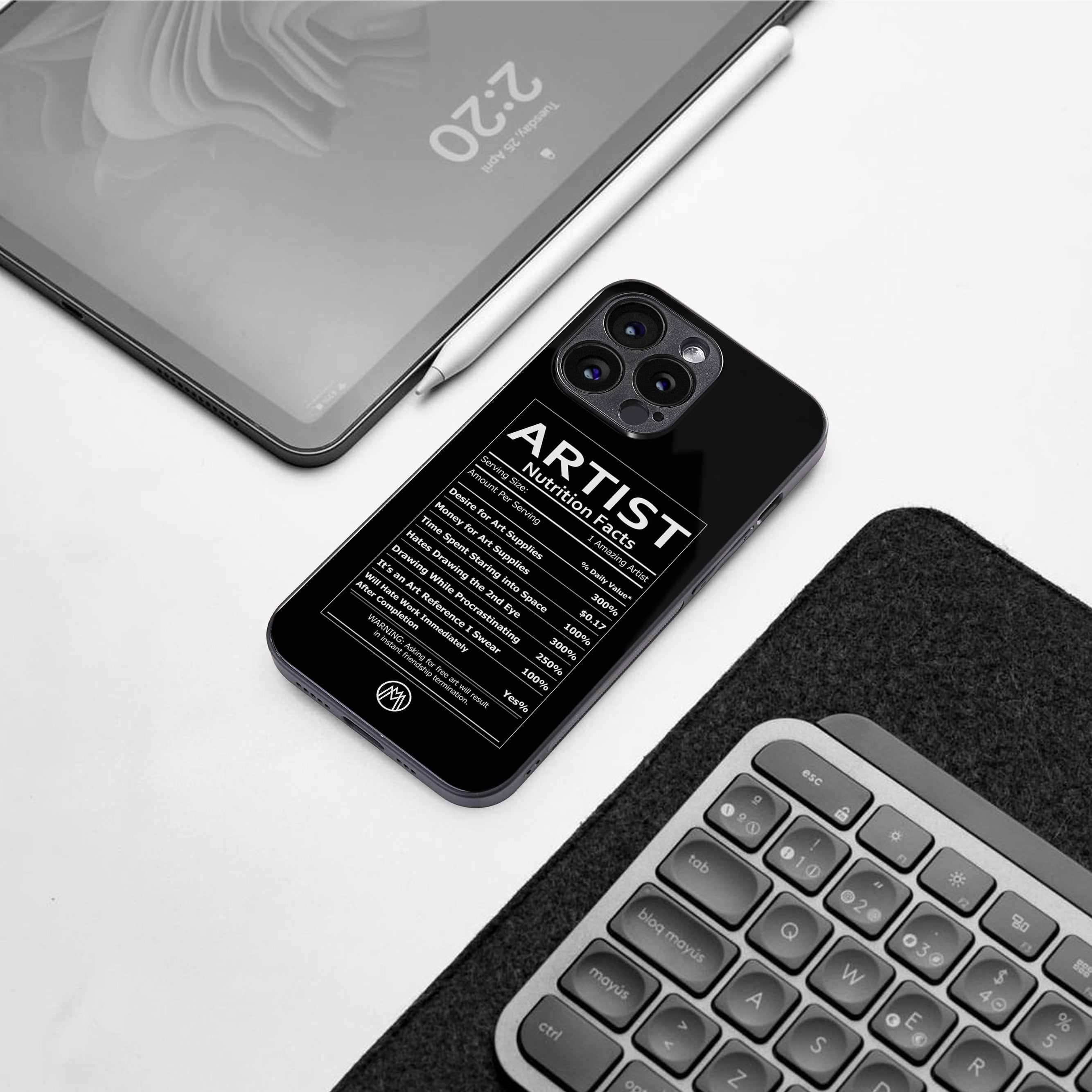 artist nutrition facts back phone cover | glass case for iphone 15
