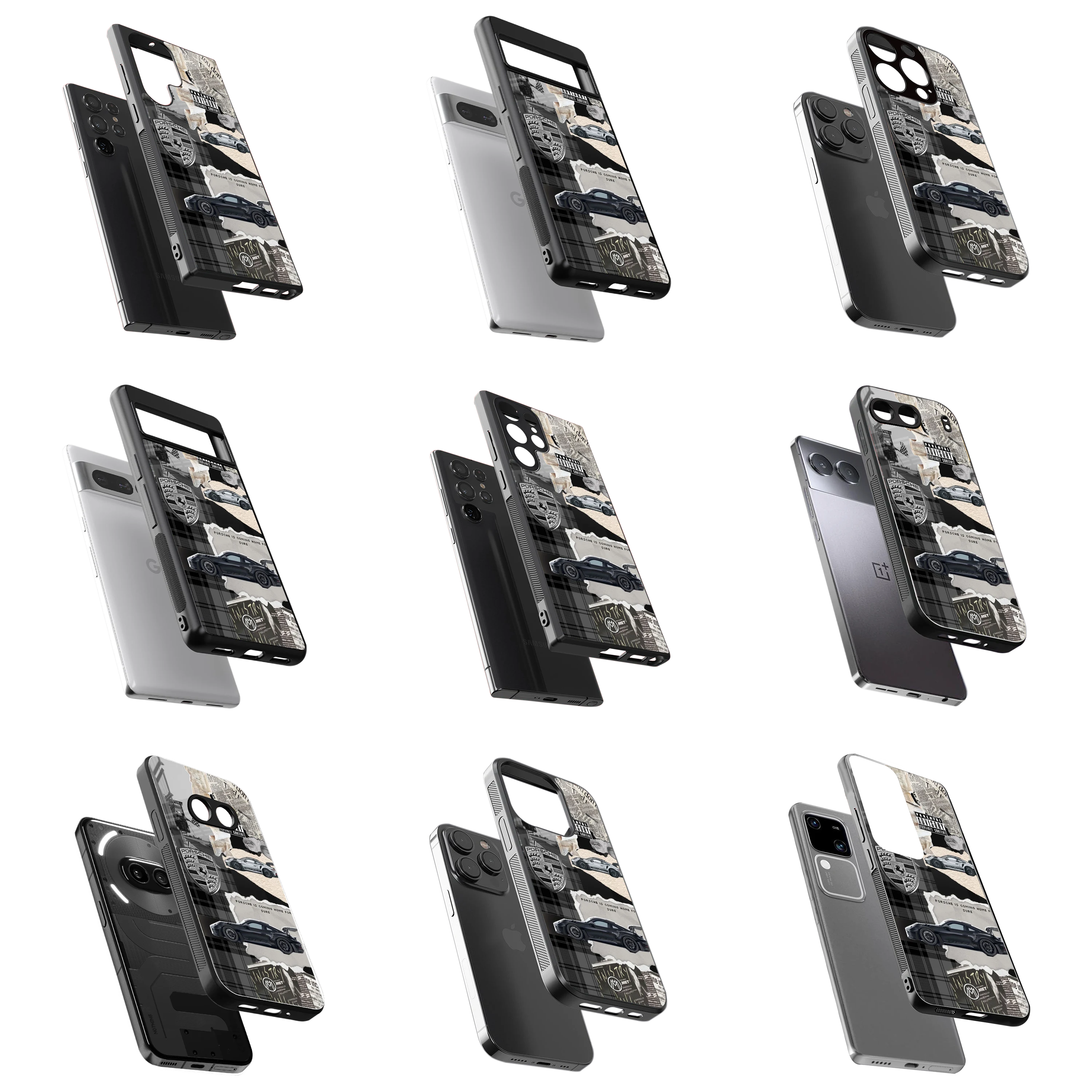 Durable Glass Back Mobile Case for iPhone, Samsung, OnePlus, Google Pixel, Redmi, Vivo, Oppo