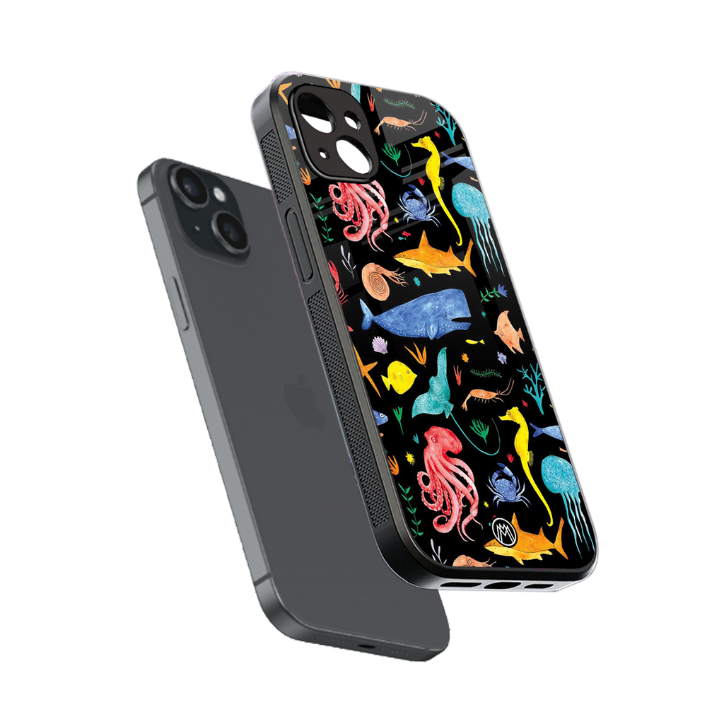 atomic ocean back phone cover | glass case for iphone 15 plus