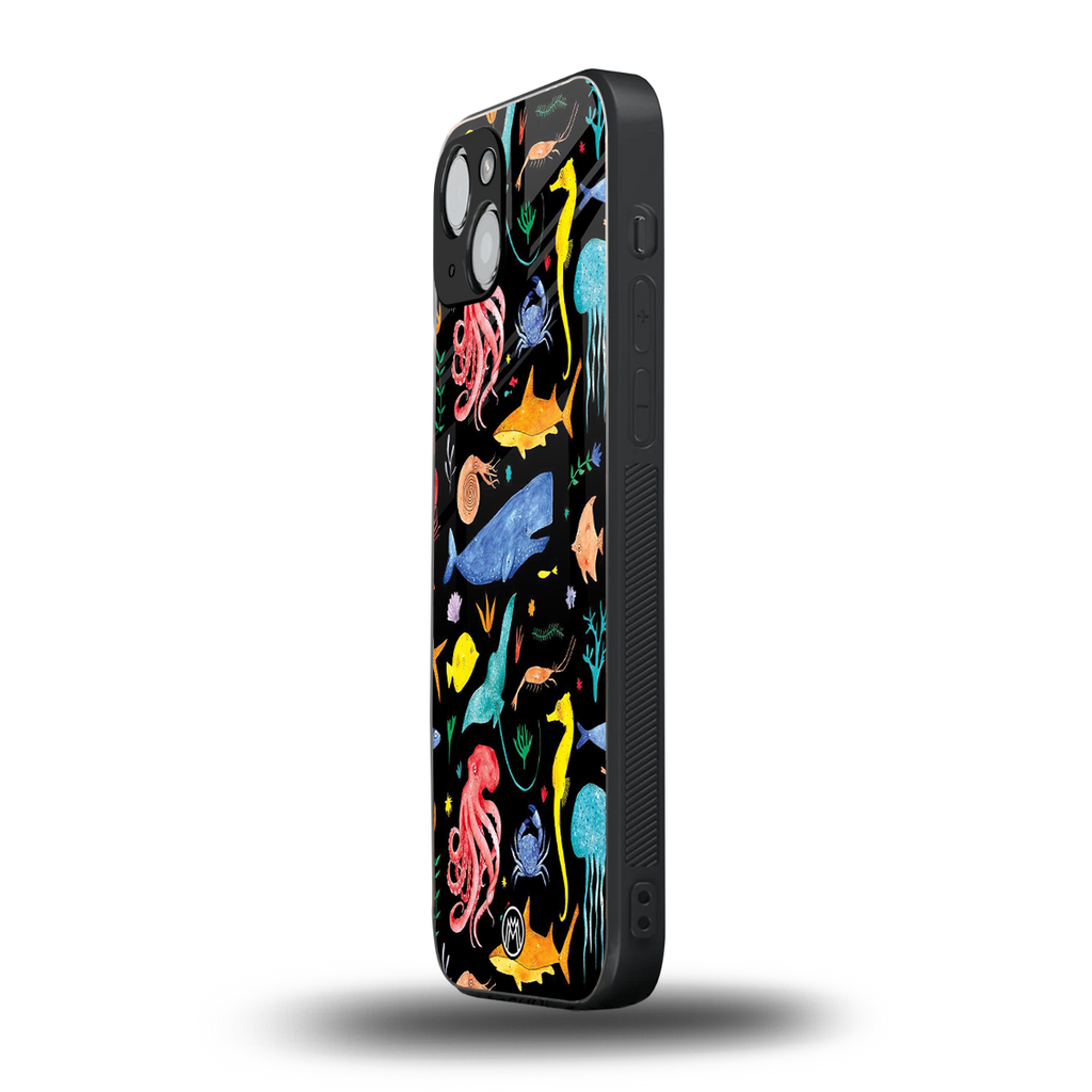 atomic ocean back phone cover | glass case for iphone 15 plus