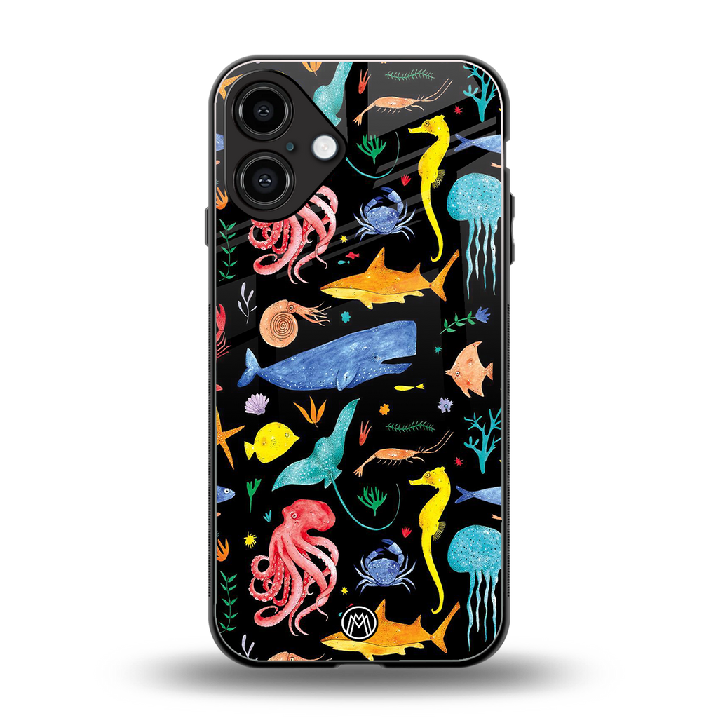 atomic ocean back phone cover | glass case for iphone 16 plus