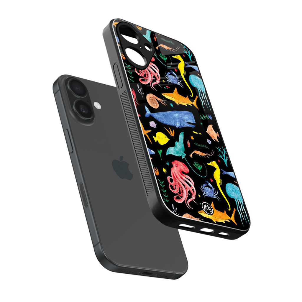 atomic ocean back phone cover | glass case for iphone 16 plus