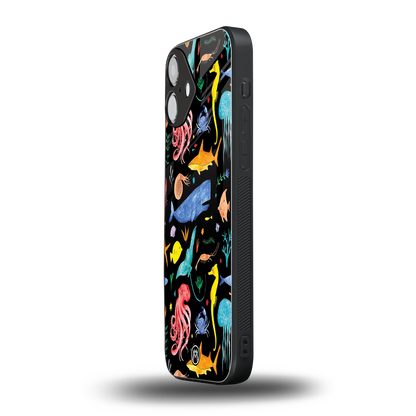 atomic ocean back phone cover | glass case for iphone 16 plus