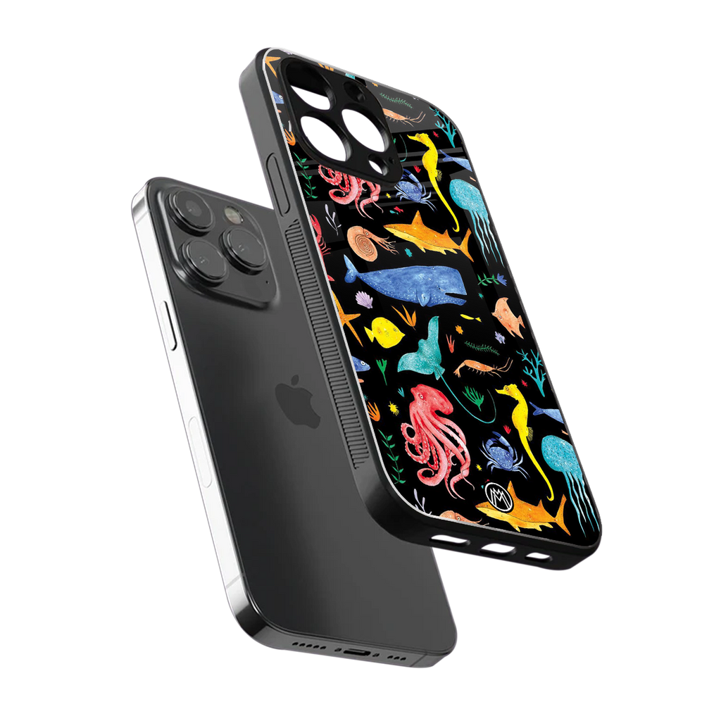atomic ocean back phone cover | glass case for iphone 16 pro max