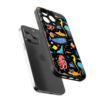 atomic ocean back phone cover | glass case for iphone 16 pro max