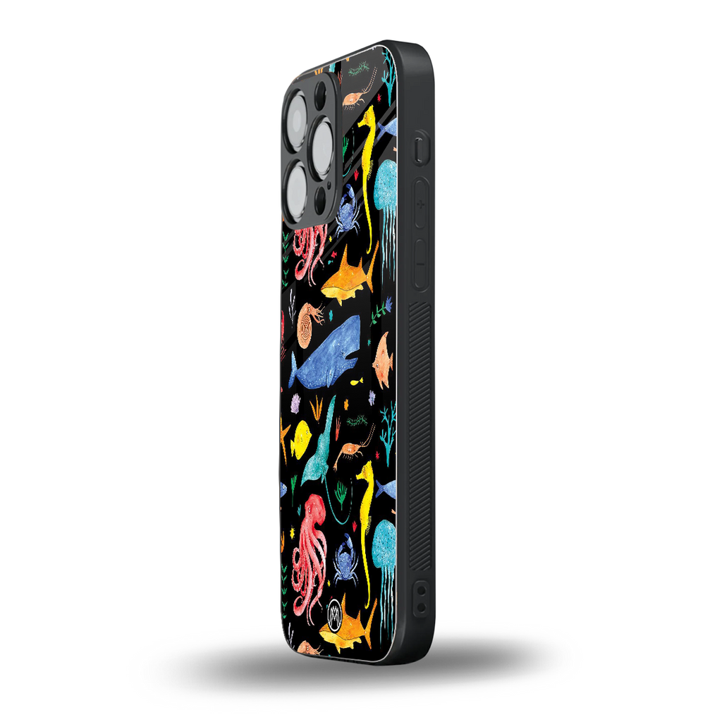 atomic ocean back phone cover | glass case for iphone 16 pro max