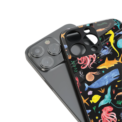 atomic ocean back phone cover | glass case for iphone 16 pro max