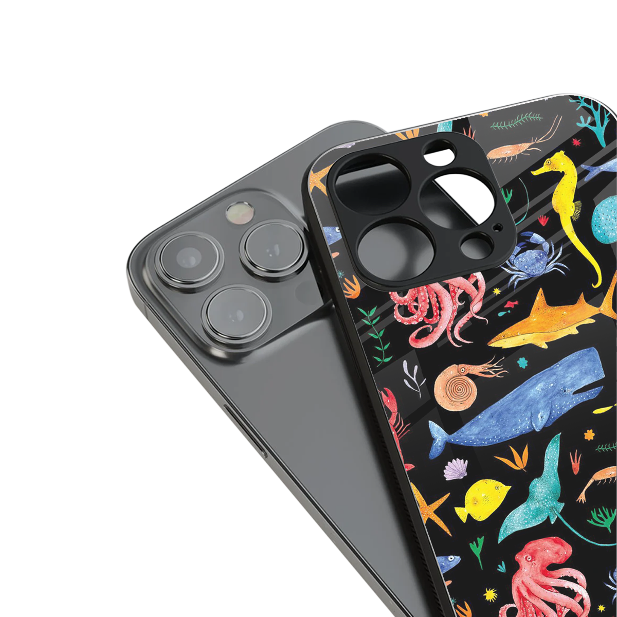 atomic ocean back phone cover | glass case for iphone 15 pro