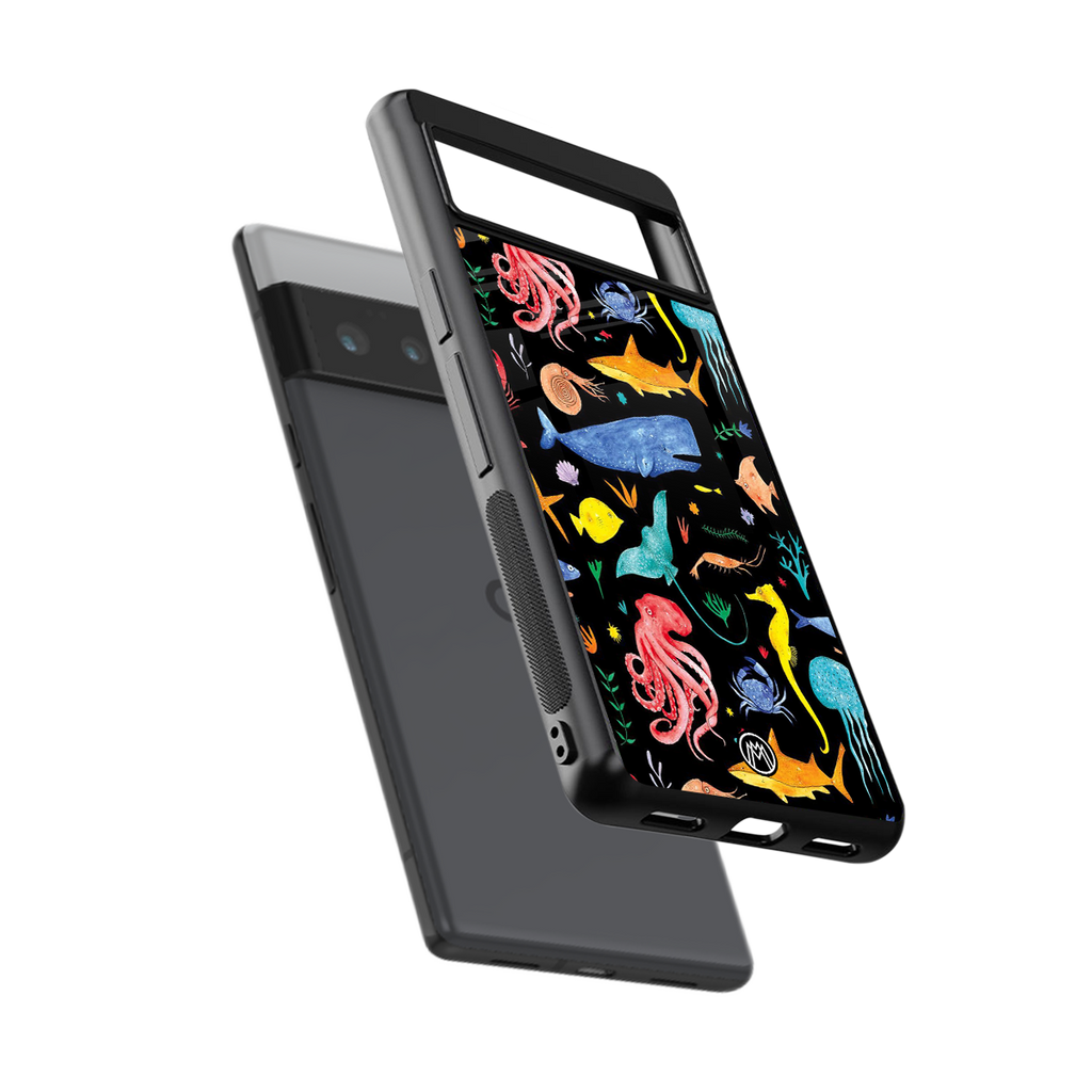 atomic ocean back phone cover | glass case for google pixel 6 pro