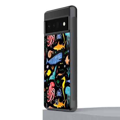 atomic ocean back phone cover | glass case for google pixel 6 pro