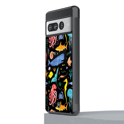 atomic ocean back phone cover | glass case for google pixel 7 pro