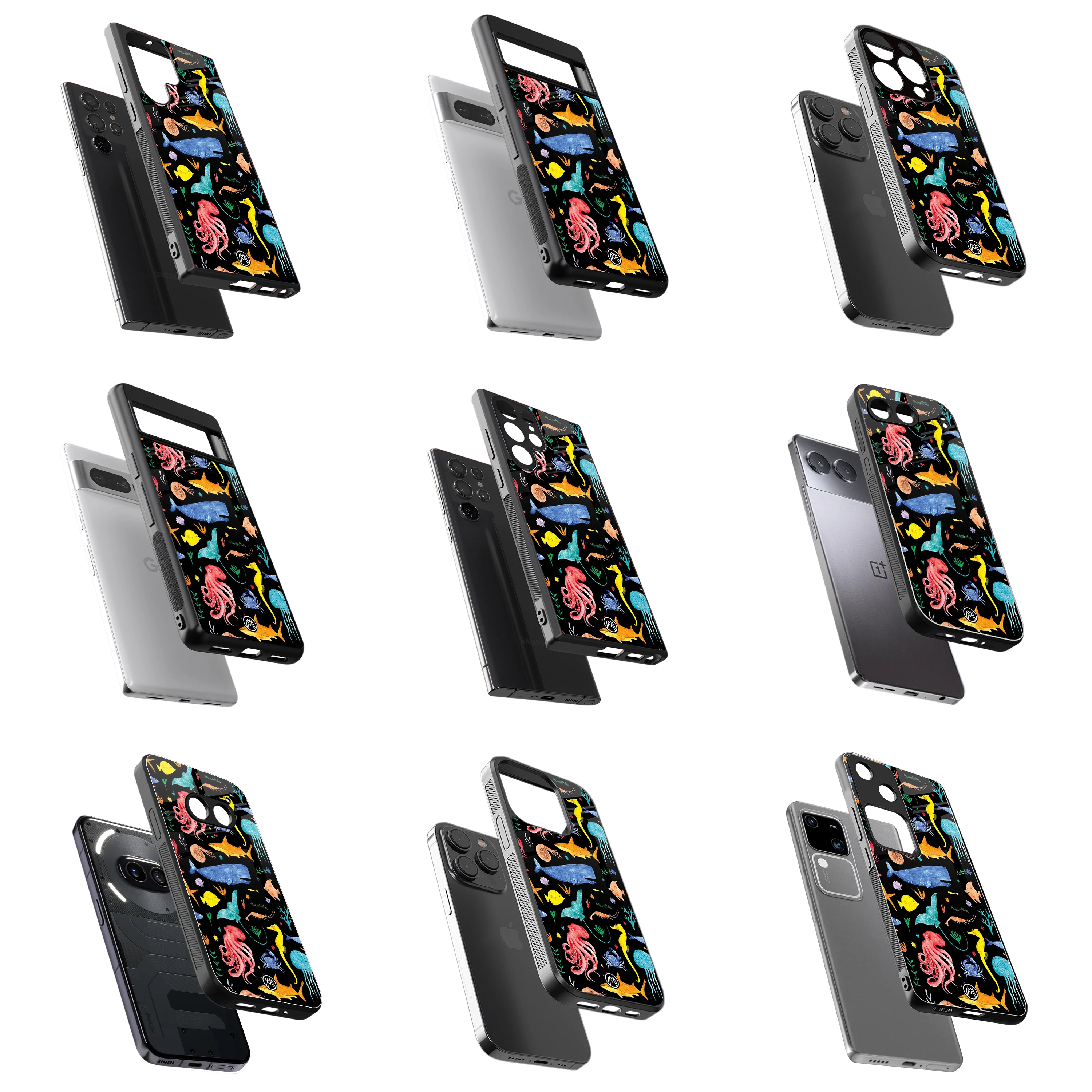 Durable Glass Back Mobile Case for iPhone, Samsung, OnePlus, Google Pixel, Redmi, Vivo, Oppo