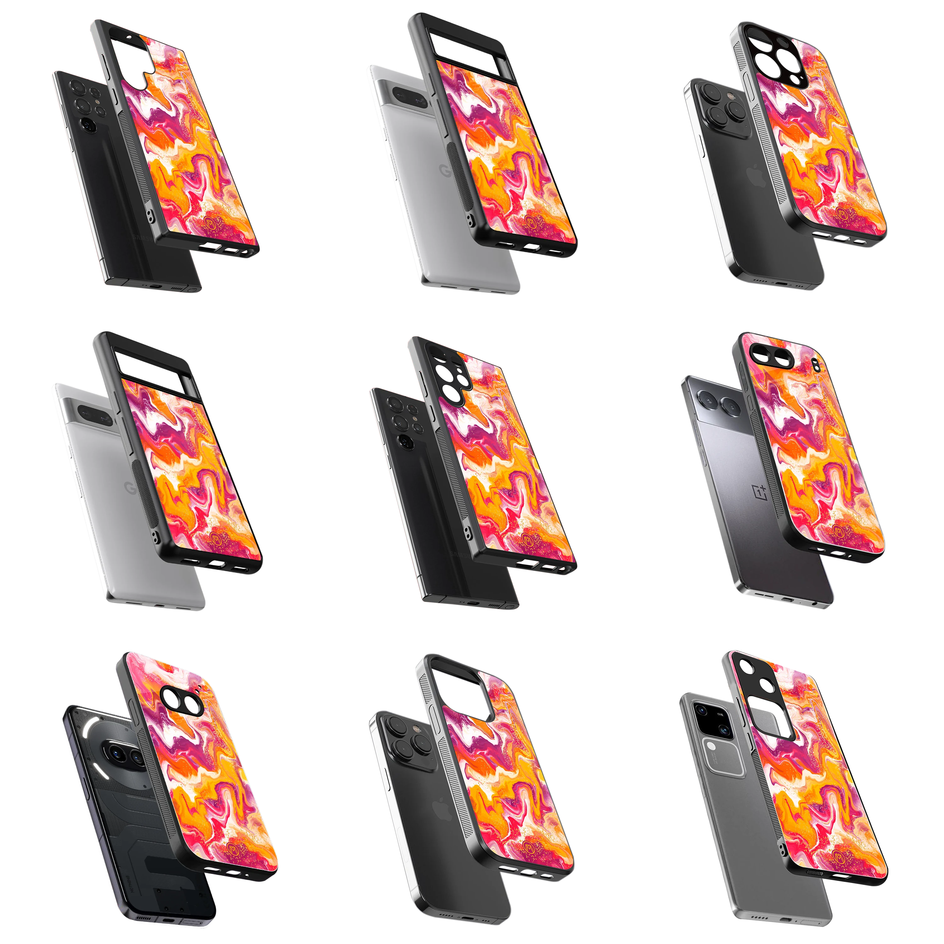 Durable Glass Back Mobile Case for iPhone, Samsung, OnePlus, Google Pixel, Redmi, Vivo, Oppo