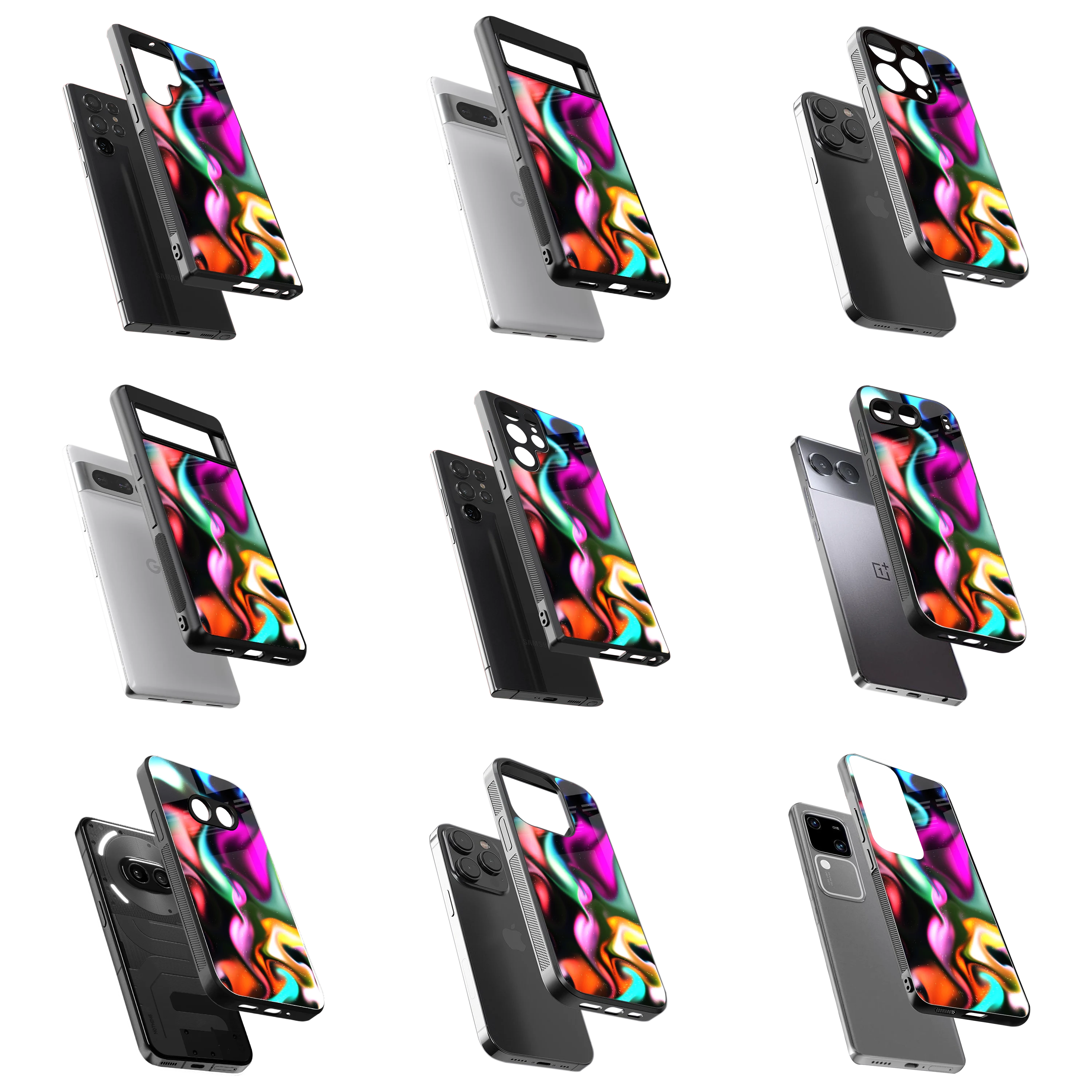 Durable Glass Back Mobile Case for iPhone, Samsung, OnePlus, Google Pixel, Redmi, Vivo, Oppo