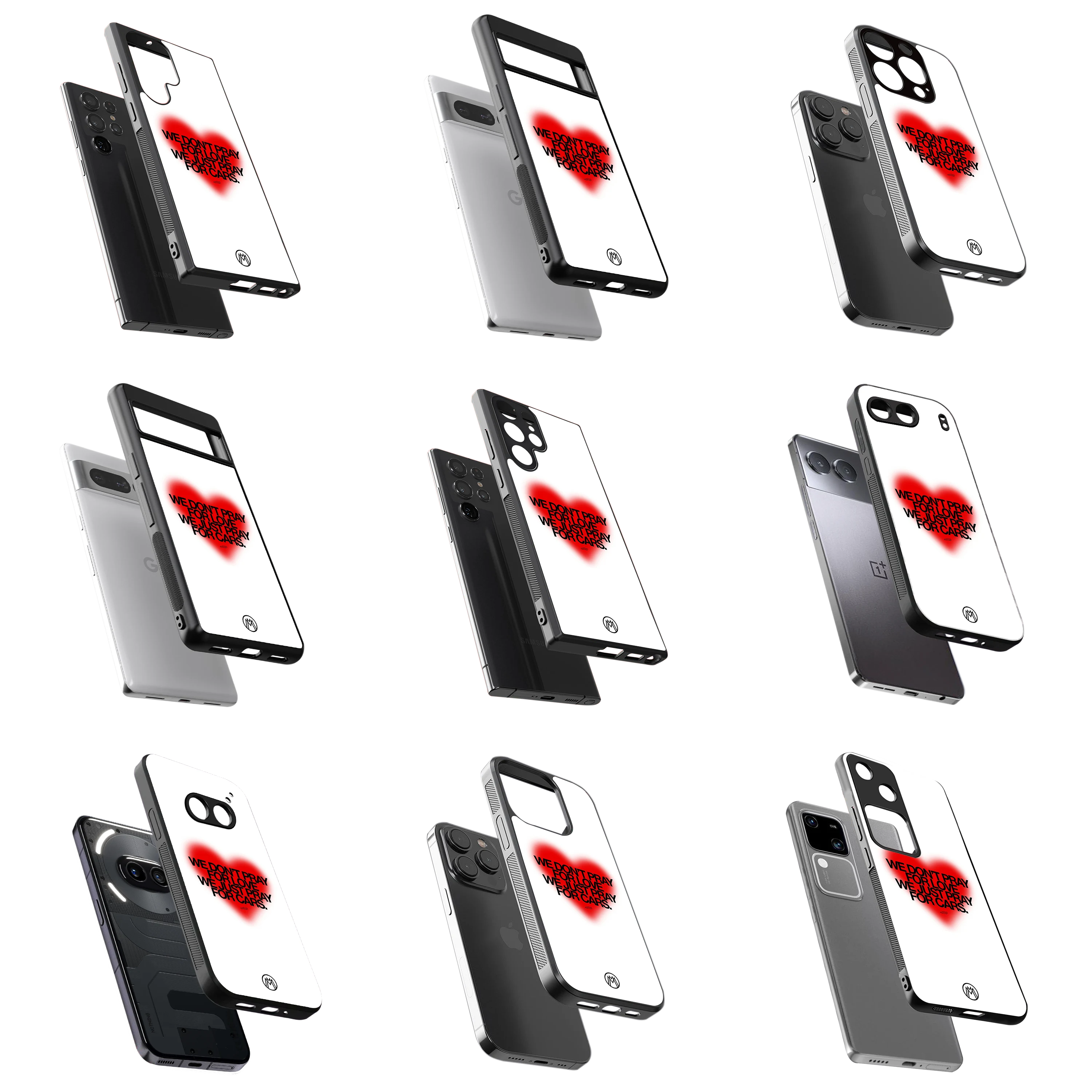 Durable Glass Back Mobile Case for iPhone, Samsung, OnePlus, Google Pixel, Redmi, Vivo, Oppo