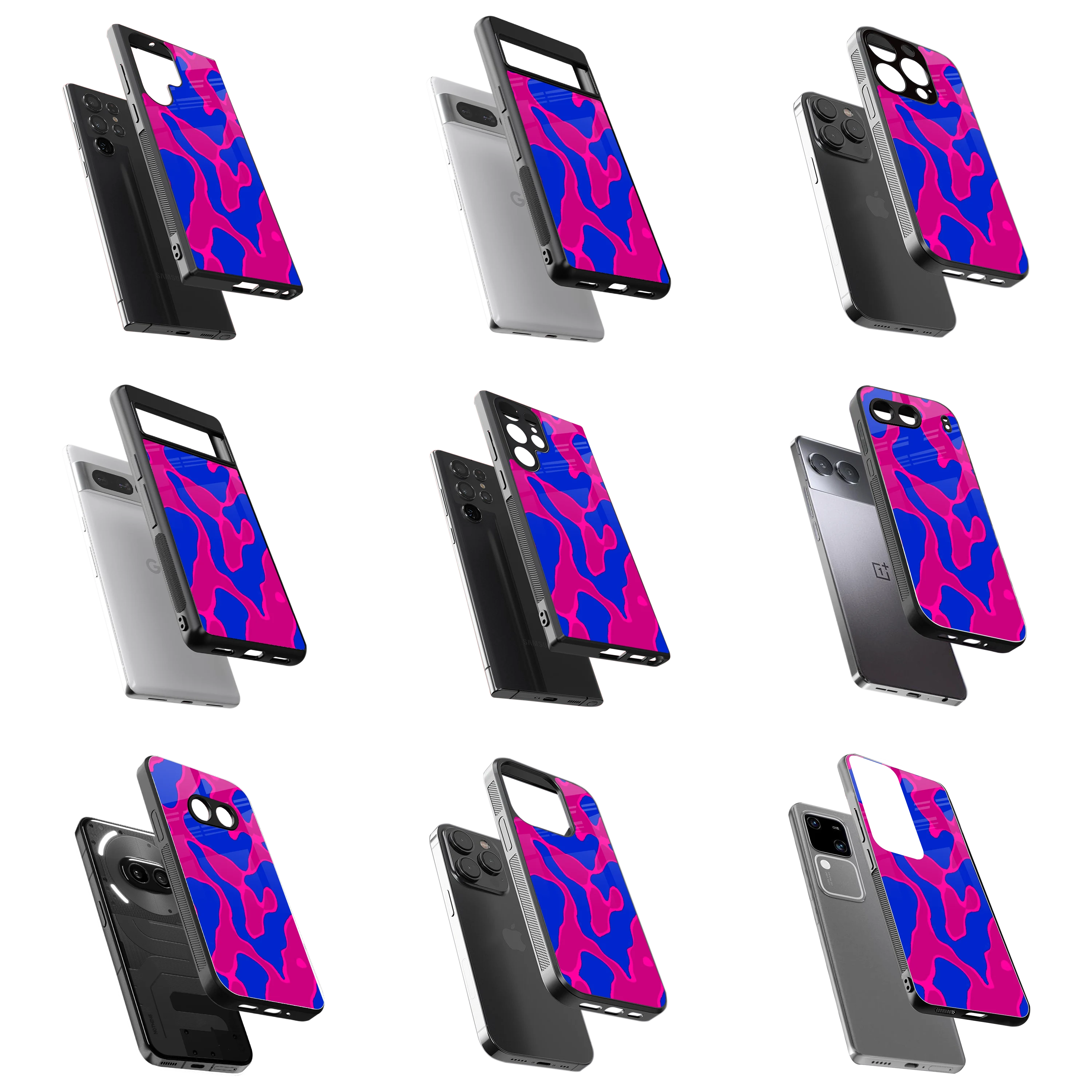 Durable Glass Back Mobile Case for iPhone, Samsung, OnePlus, Google Pixel, Redmi, Vivo, Oppo
