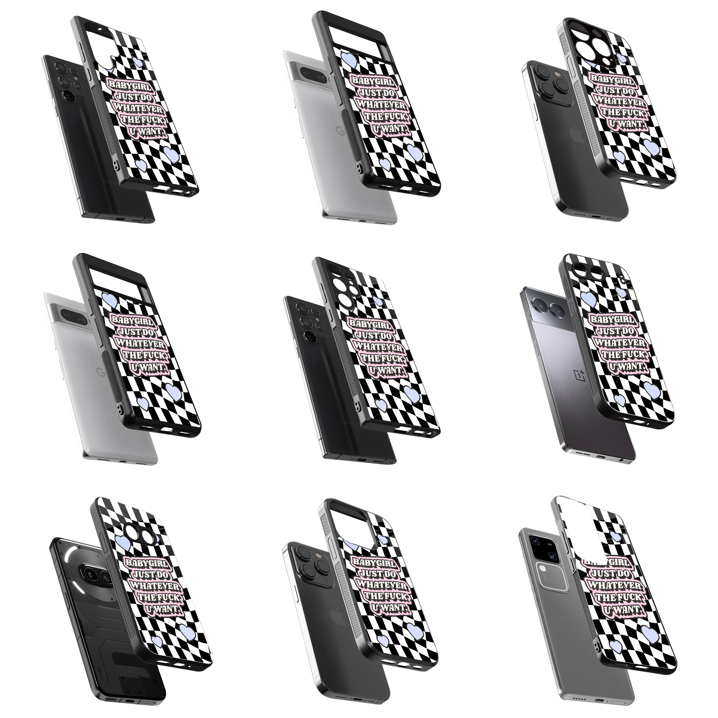 Durable Glass Back Mobile Case for iPhone, Samsung, OnePlus, Google Pixel, Redmi, Vivo, Oppo