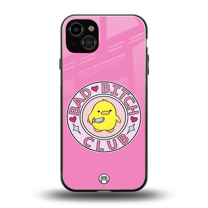 bad bitch club back phone cover | glass case for iphone 15 plus