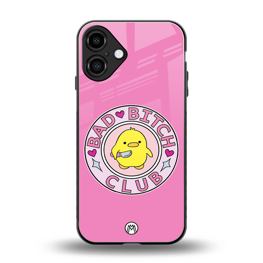bad bitch club back phone cover | glass case for iphone 16 plus