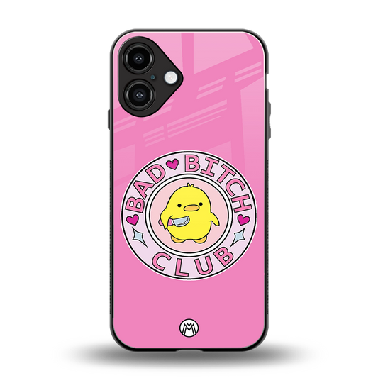 bad bitch club back phone cover | glass case for iphone 16 plus