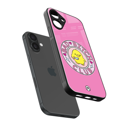 bad bitch club back phone cover | glass case for iphone 16 plus