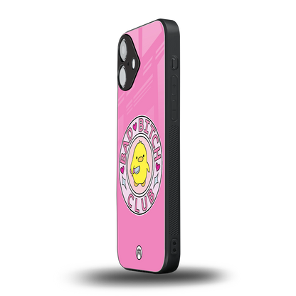 bad bitch club back phone cover | glass case for iphone 16 plus