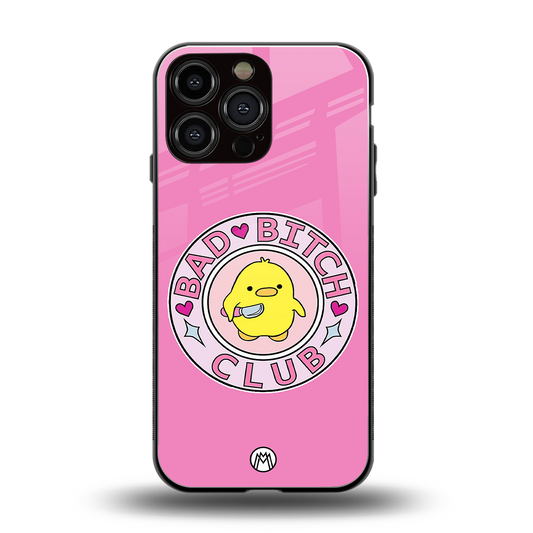 bad bitch club back phone cover | glass case for iphone 16 pro max