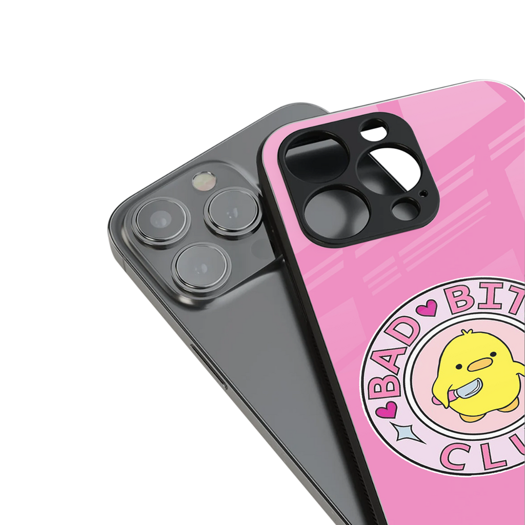 bad bitch club back phone cover | glass case for iphone 16 pro max