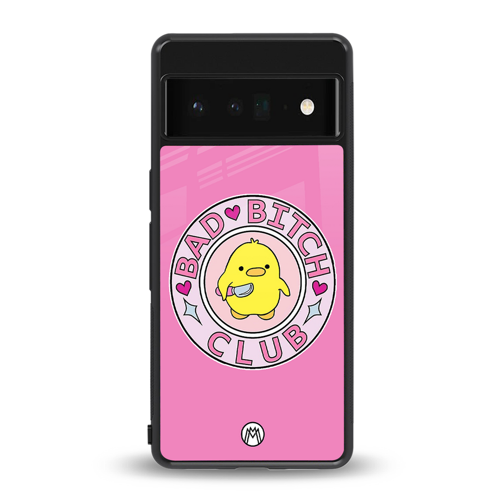 bad bitch club back phone cover | glass case for google pixel 6 pro