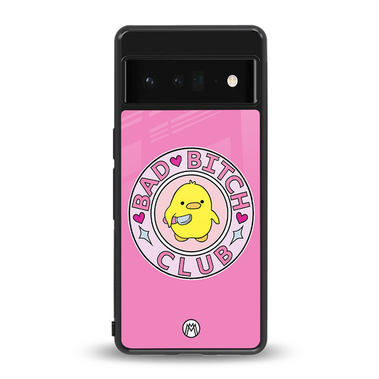 bad bitch club back phone cover | glass case for google pixel 6 pro